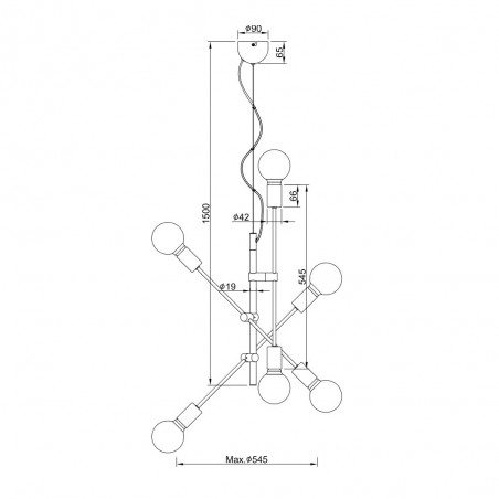 Ceiling Lamp Cross (6 lights)