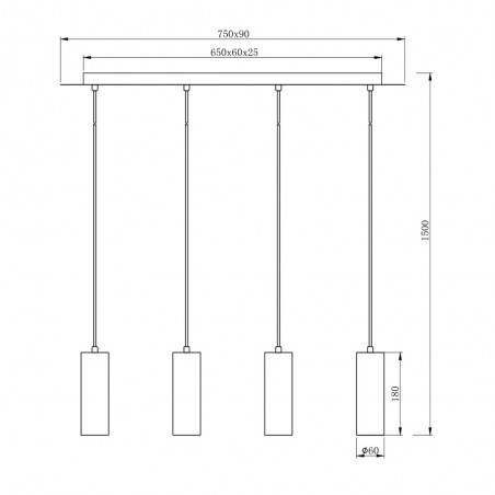 Pendant Strip Lamp Marley (4 Lights)
