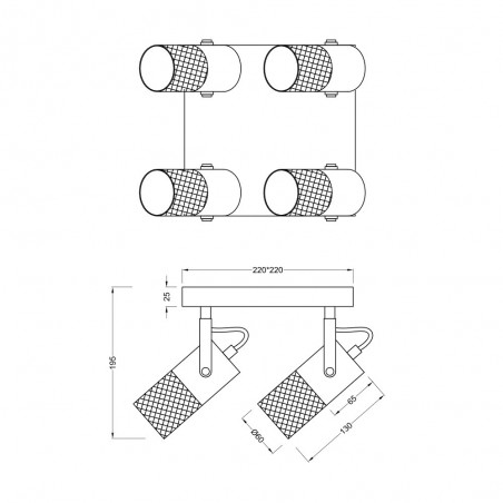 Flush Light Tosh (4 lights)