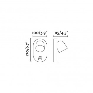 Adjustable wall light with USB Corb