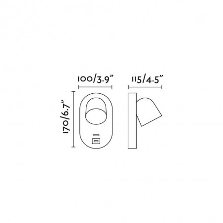 Aplique orientable con USB Corb