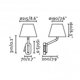 Wall light with LED reader Eterna