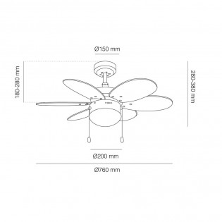 Ceiling Fan with light Orion Multicolour