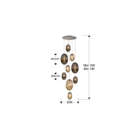 Lámpara de techo LED Ovila (9x8W)