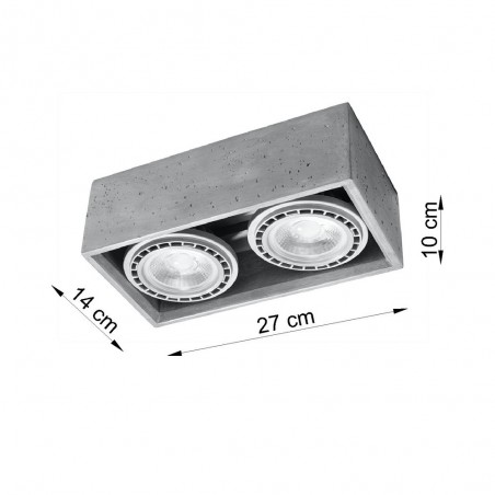 Ceiling Flush Light Quatro Concrete (2 lights)