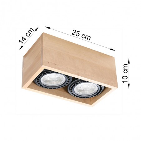 Plafón de techo Quatro Madera (2 luces)
