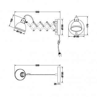 Aplique de pared extensible Scissor