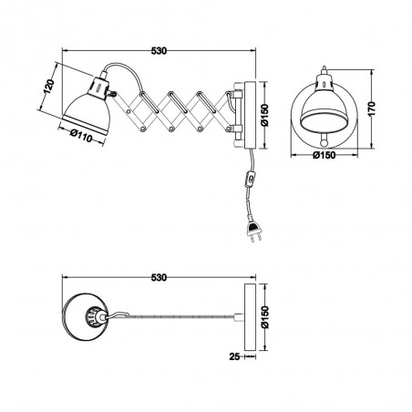Aplique de pared extensible Scissor