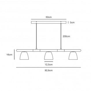 Regleta colgante Theo (3 luces)