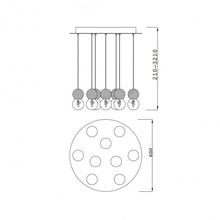 Lámpara de techo Galaxia (9 luces)