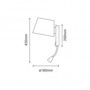Wall lamp with LED reader and USB Nabia