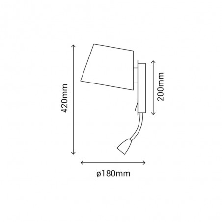 Wall lamp with LED reader and USB Nabia