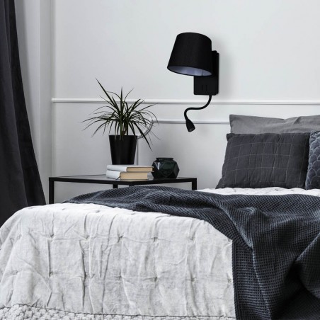 Wall lamp with LED reader and USB Nabia
