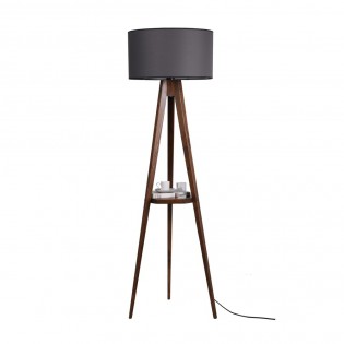 Tripod Floor Lamp with shelf Grady Grey