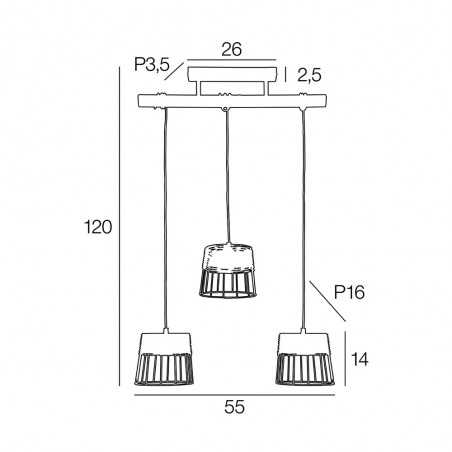 Pendant Track Light Indah (3 lights)