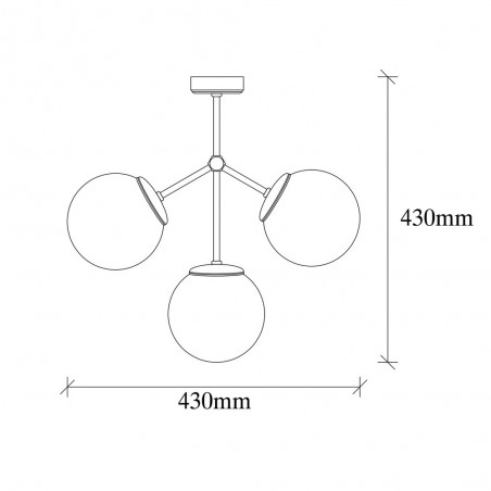 Plafón de techo Mulen Negro (3 Luces)