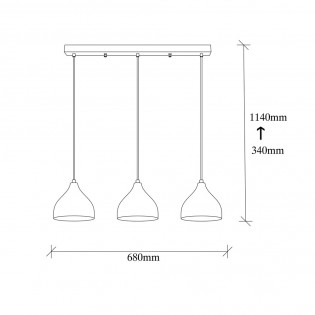 Regleta colgante Asney Negro (3 luces)