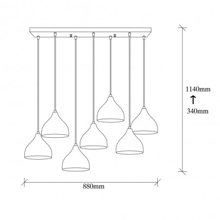 Pendant Lamp Asney 18 Black (7 lights)