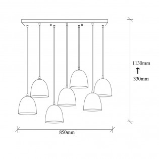 Pendant Lamp Asney 16 Black (7 lights)