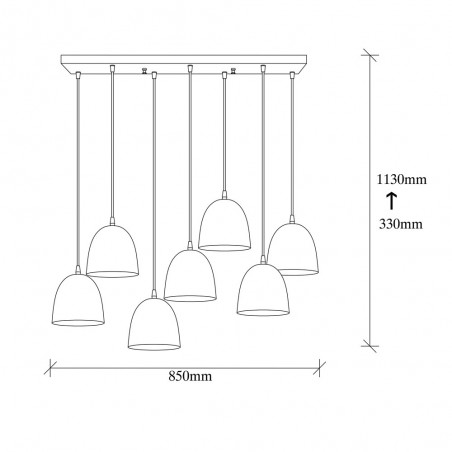 Pendant Lamp Asney 16 Black (7 lights)