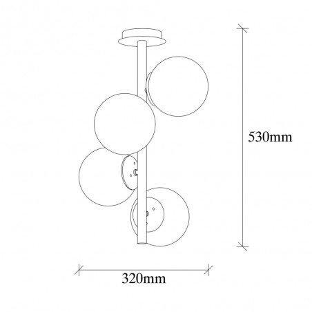 Plafón de techo Sinza II Opal (4 luces)