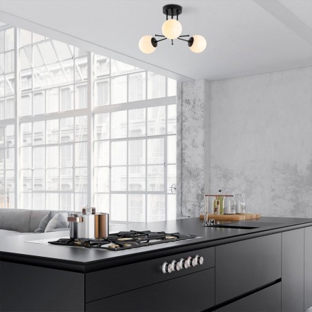 Ceiling Flush Light Marga Black (3 lights)