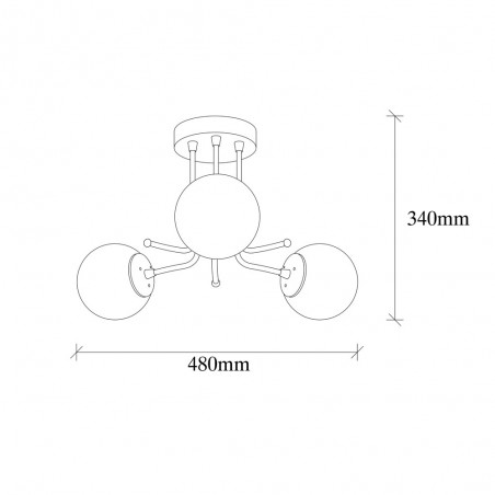 Ceiling Flush Light Marga Black (3 lights)