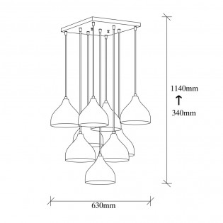 Lámpara de techo Asney 18 Plata (9 luces)