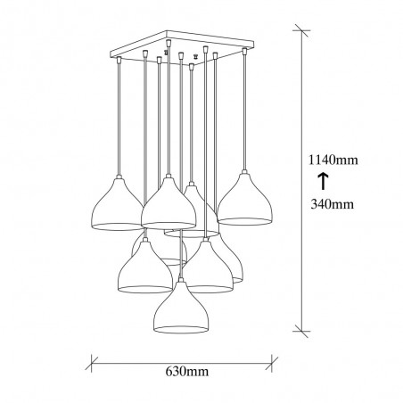 Lámpara de techo Asney 18 Plata (9 luces)