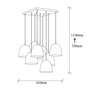 Ceiling Lamp Asney 16 Black (9 lights)