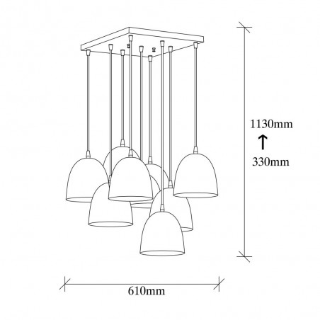 Ceiling Lamp Asney 16 Silver (9 lights)