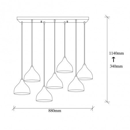 Pendant Lamp Asney 18 Gold (7 lights)