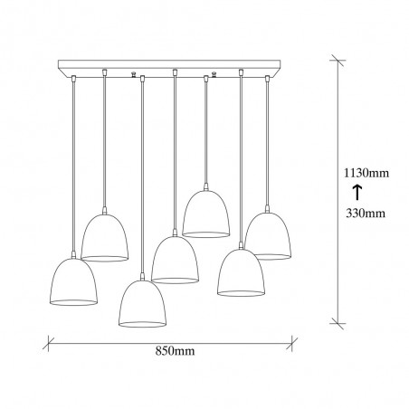 Lámpara colgante Asney 18 Plata (7 luces)