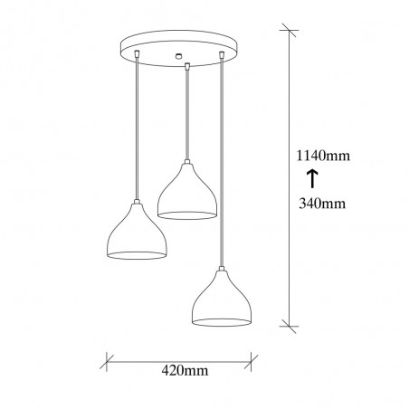 Cluster Pendant Lamp Asney 18 Gold (3 lights)