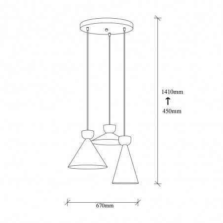 Ceiling Lamp Momo Mix Black/Copper (3 lights)