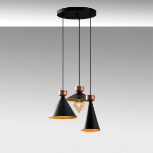Ceiling Lamp Momo Mix Black/Copper (3 lights)