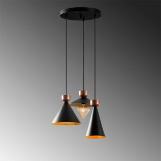 Ceiling Lamp Momo Mix Black/Copper (3 lights)