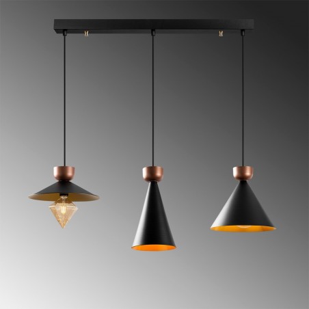 Ceiling Track Lamp Momo Mix Black/Copper (3 lights)