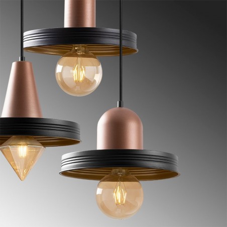 Pendant Lamp Momo Geo Black/Copper (3 lights)