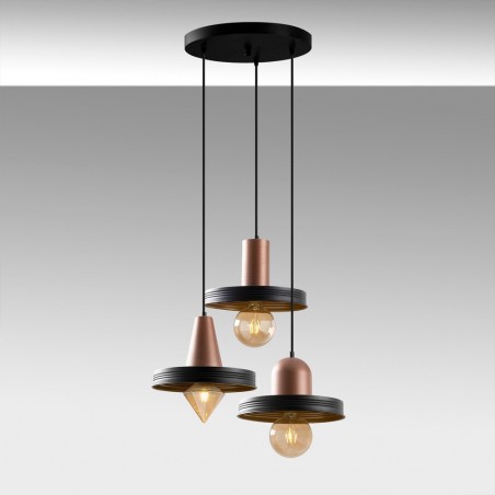 Pendant Lamp Momo Geo Black/Copper (3 lights)
