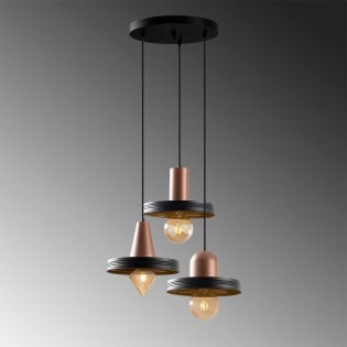 Pendant Lamp Momo Geo Black/Copper (3 lights)