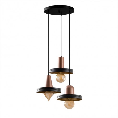 Pendant Lamp Momo Geo Black/Copper (3 lights)