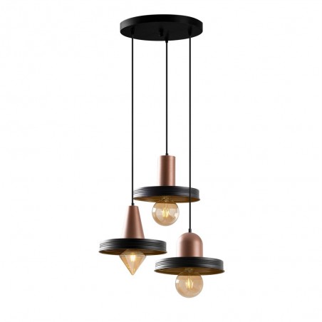 Pendant Lamp Momo Geo Black/Copper (3 lights)