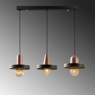 Ceiling Track Lamp Momo Geo Black/Copper (3 lights)