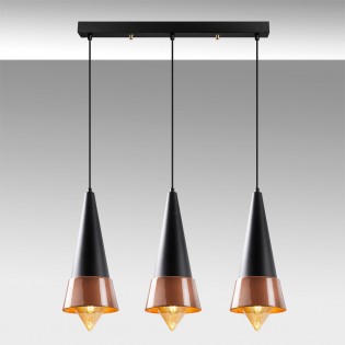 Regleta de techo Momo 19 Negro/Cobre (3 luces)