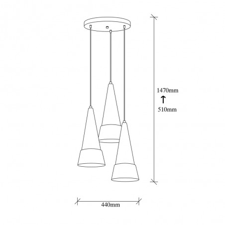 Cluster Pendant Lamp Momo 20 Black/Copper (3 Lights)