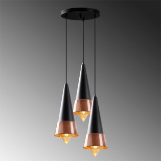Lámpara de techo Momo 19 Negro/Cobre (3 luces)