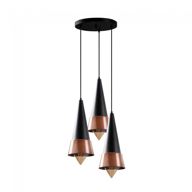 Cluster Pendant Lamp Momo 20 Black/Copper (3 Lights) Cluster Pendant Lamp Momo 20 Black/Copper (3 Lights)