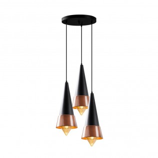 Lámpara de techo Momo 19 Negro/Cobre (3 luces)