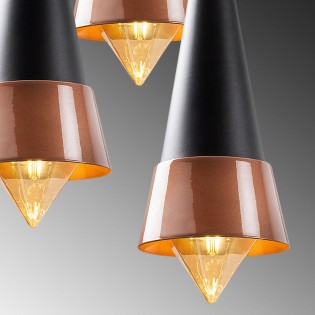 Lámpara de techo Momo 19 Negro/Cobre (3 luces)